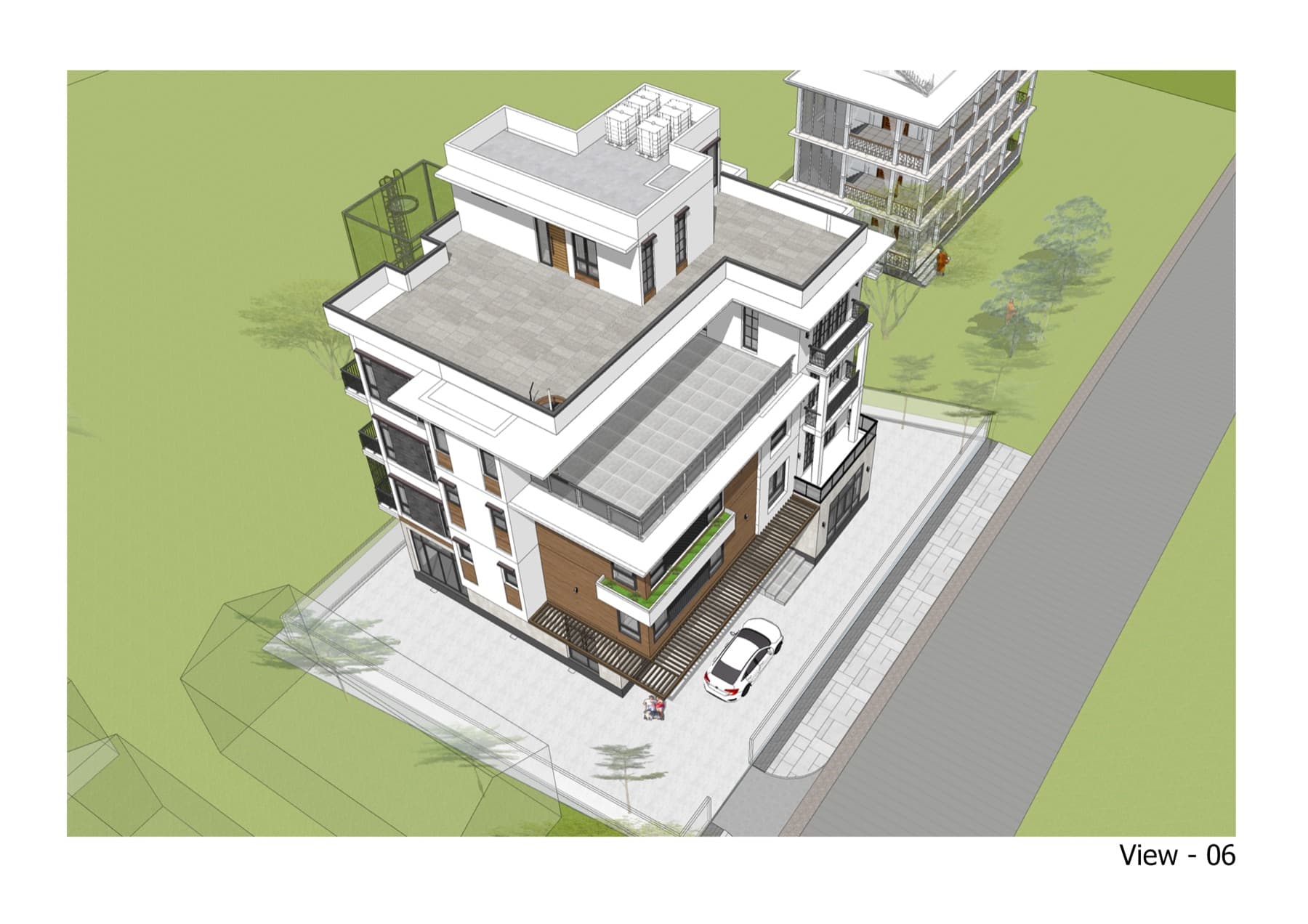 3D model of a four-storey residence
