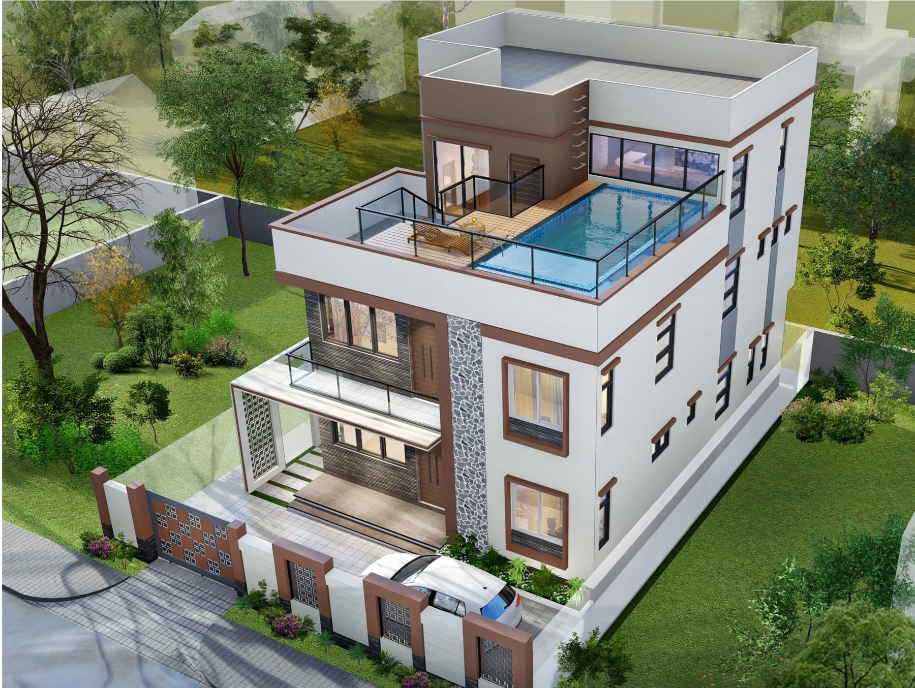 WTK Residence, Aerial design view